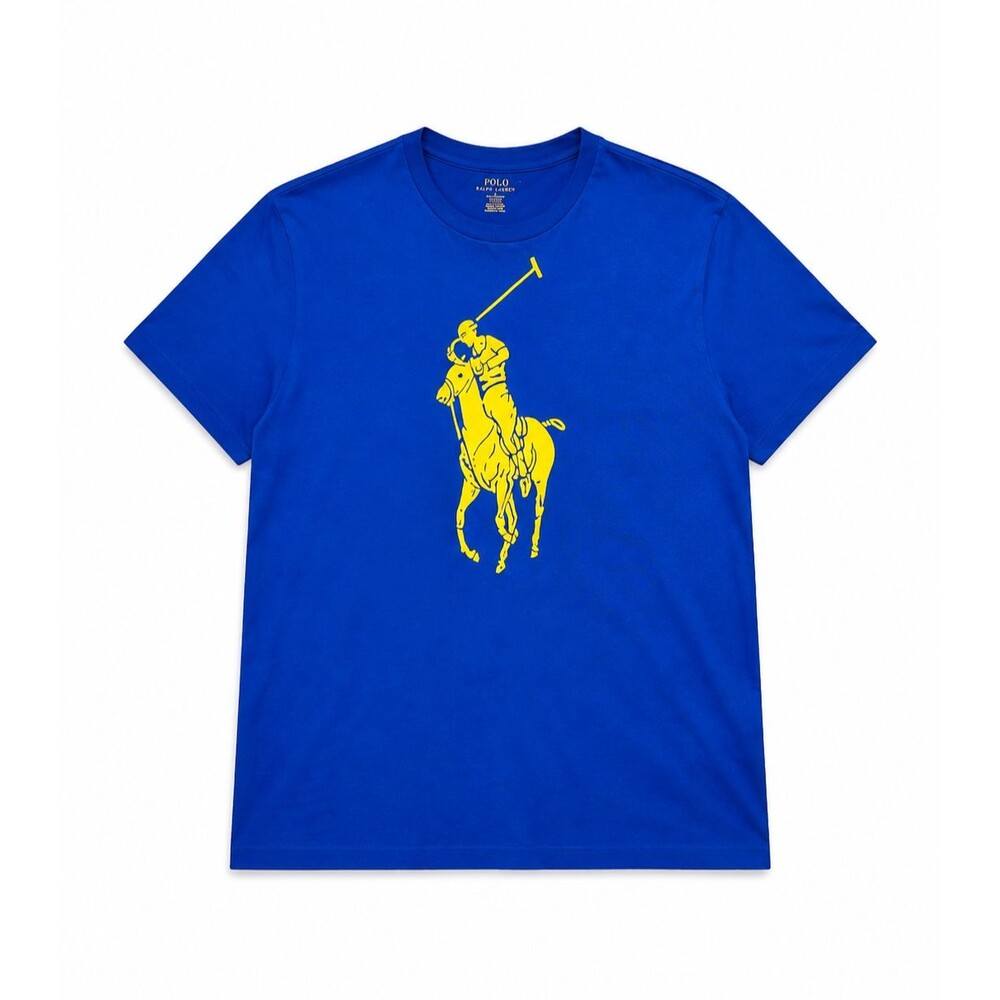 Polo Ralph Lauren Mens Classic Fit Blue Shirt Yellow Pony Logo Size Medium